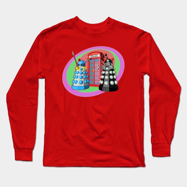 Robots After Ron Turner - Phonebox Long Sleeve T-Shirt by Out of Memory